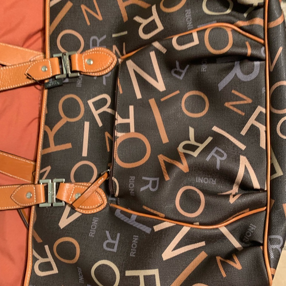 Rioni Black and Tan Monogram Duffel Bag